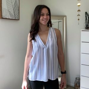 Forever 21 white tank with light blue stripes